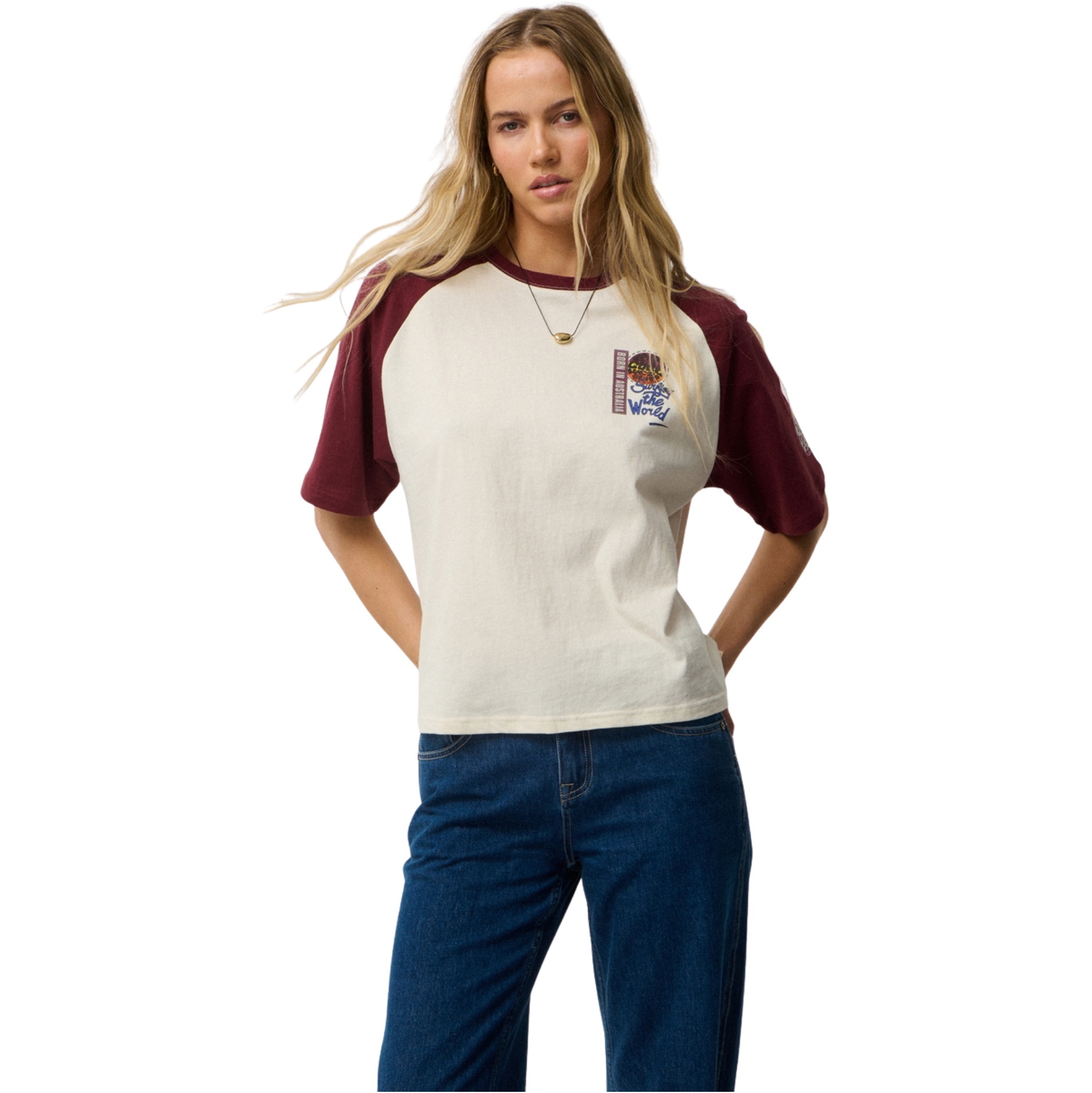 2026 Rip Curl Womens Surf The World Oversized T-Shirt 0QMWTE - Bone